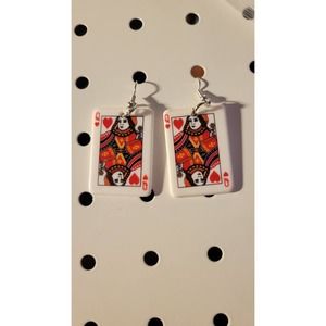 Queen of Heart Playing Card Earrings